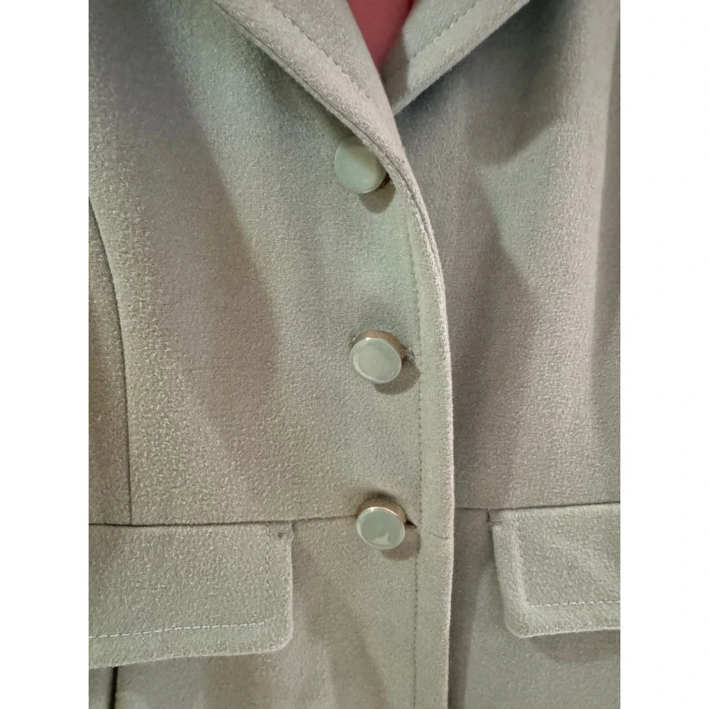 Kate Spade New York Seafoam Green Wool Blend Faux Fur Collar Coat XL K29775B - Picture 5 of 14